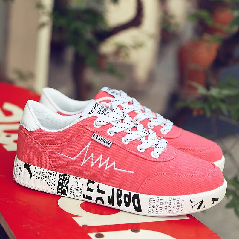

2018 Women Vulcanized Shoes Size 35-43 Sneakers Ladies Lace-up Casual Shoes Breathable Walking Canvas Shoes Graffiti Flat B1230