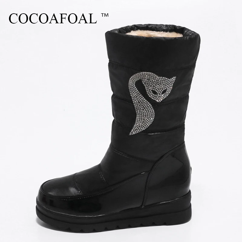 

COCOAFOAL Women's Fashion Black Height Lncreasing Ankle Boots Winter Red Crystal Snow Boots Platform Plus Size 33 43 Snow Boots