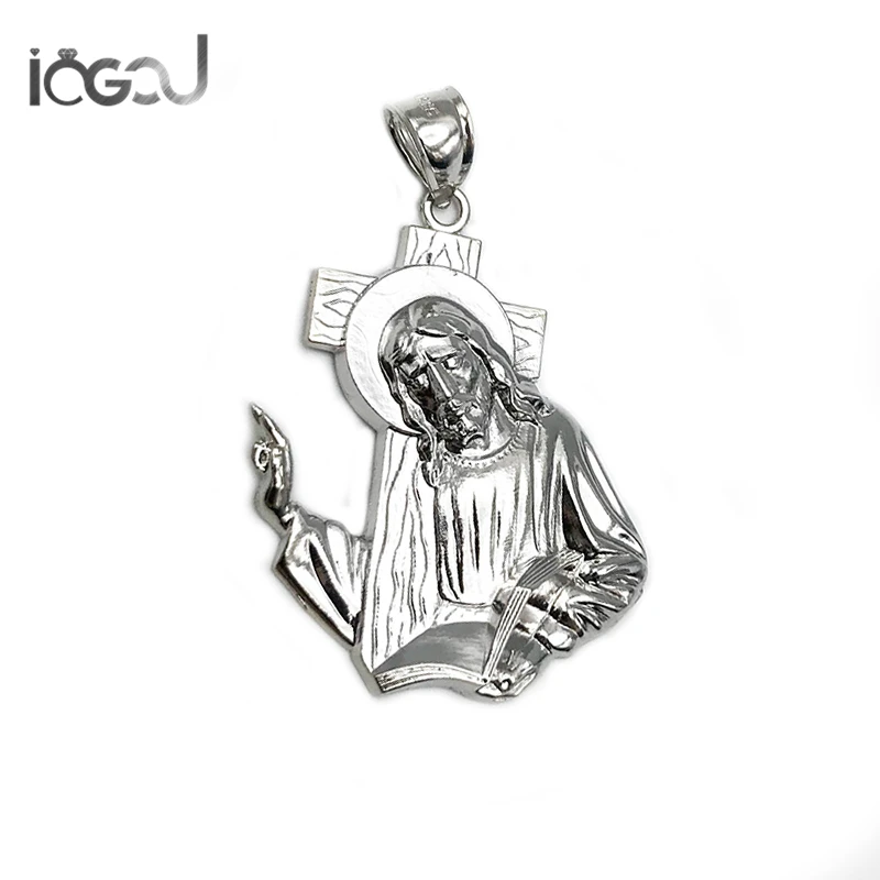

IOGOU Holy man Pure 925 Sterling Silver Pendant Religion Jesus Party Festival HIPHOP Shunning Christmas Ladies men Gift