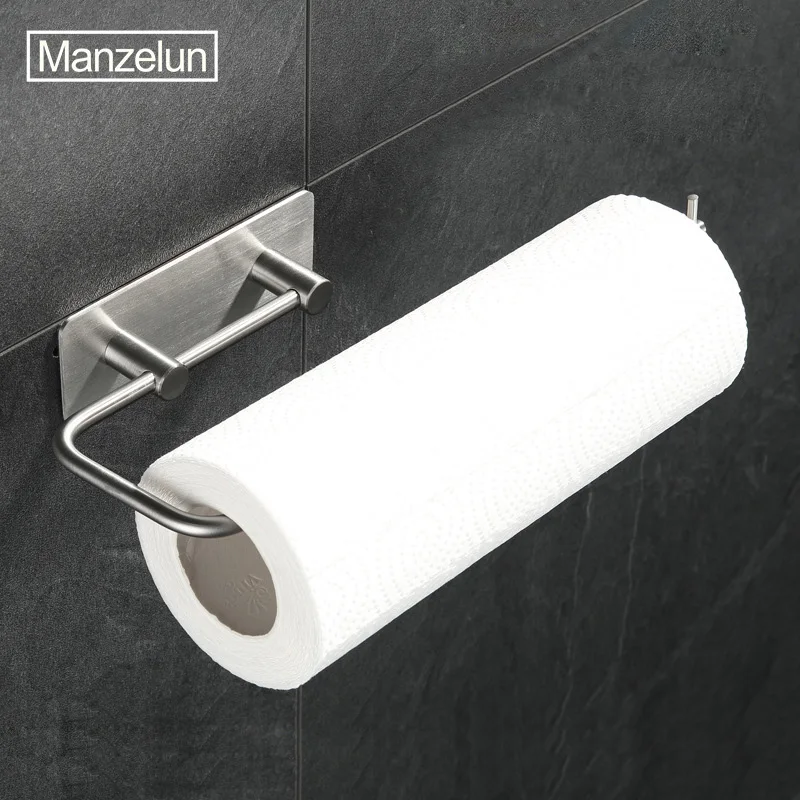 Kitchen non-drill Paper Holder Tissue Roll Rack Tower Holder  (4)