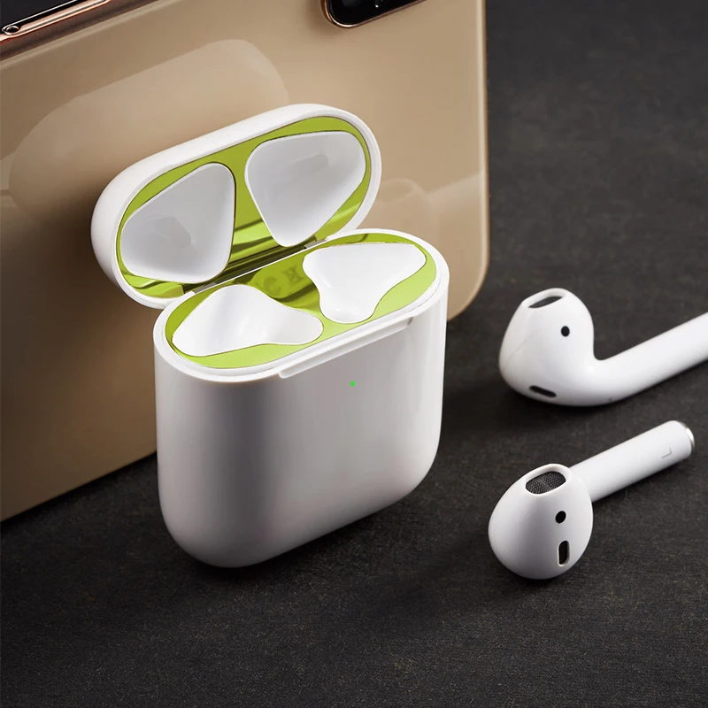 Внутренняя металлическая Пылезащитная наклейка для Apple AirPods 2nd чехол Пылезащитная Накладка для Air Pods 2 Чехол Защитная Наклейка аксессуары