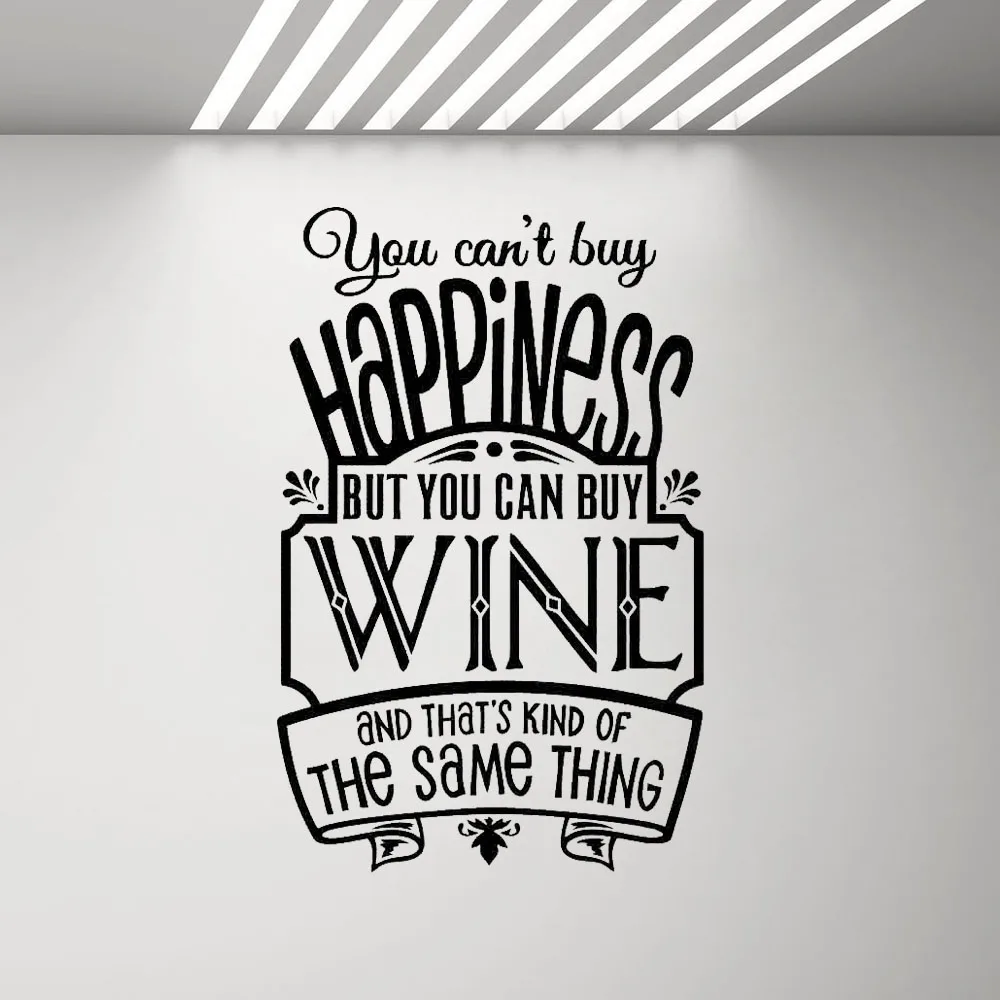 

Pub Cafe Sign Poster Wall Stickers You Can't Buy Happiness But You Can Buy Wine Wall Decal Quote Home Decor Kitchen Bedroom G293