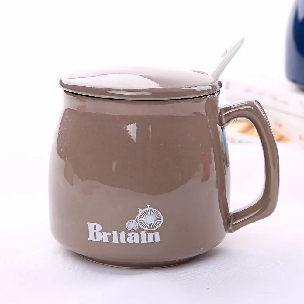 Creative Breakfast Coffee Mugs With Lid Ceramic Coffee Mugs Fashion Office Cup Family Milk Mugs