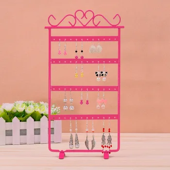 

White/Pink/Black 33cm Earring Holder 48 Hole Rack Jewelry Iron Wall Frame Necklace Holder Accessories Base Storage for Jewelry