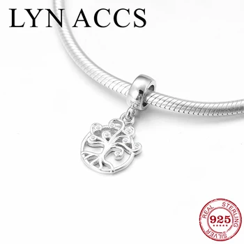 

New 925 Sterling Silver DIY the tree of life Round fine Pendant Charm beads Fit Original LYNACCS Charm Bracelet Jewelry making