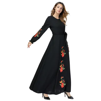 

Muslim Women Loose Embroidered Shuttle Dubai Dress Kaftans Abayas Jilbab Arab Evening Dresses Havana Maxi Party Dress 197386