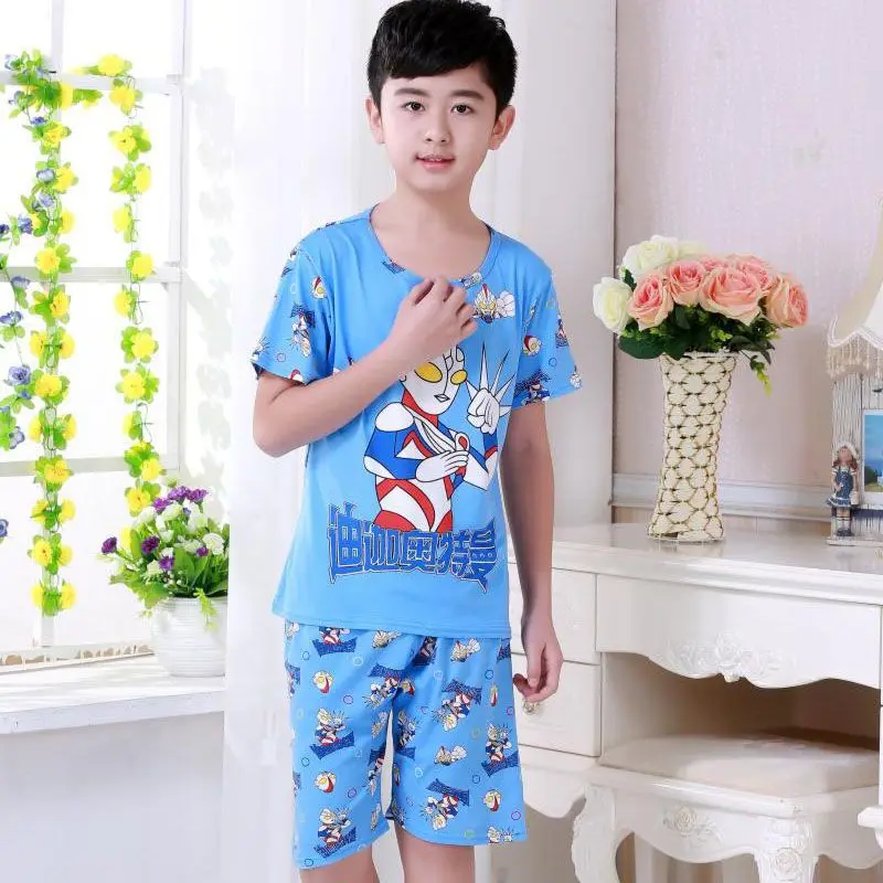 Детские пижамы Детский комплект для маленьких девочек мультфильм повседневная одежда короткий рукав пижама для мальчиков летняя домашняя одежда