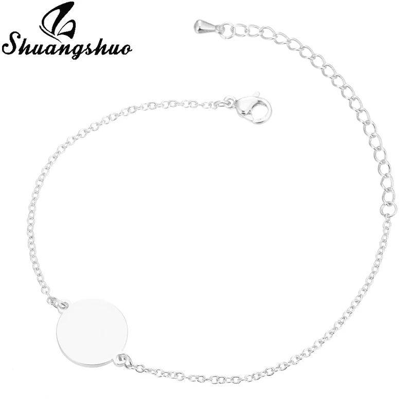 Shuangshuo, очаровательные браслеты в форме сердца для женщин, браслеты из нержавеющей стали, серебряные ювелирные изделия, двойное сердце, браслеты с подвесками, женские подарки - Окраска металла: Silver Bracelet