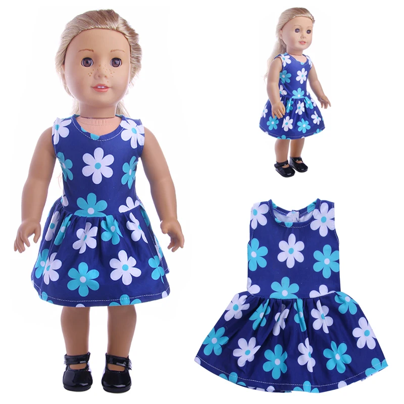 Cute Flower pattern Dress Doll Accessories Fit 43 Cm Doll Clothes 18