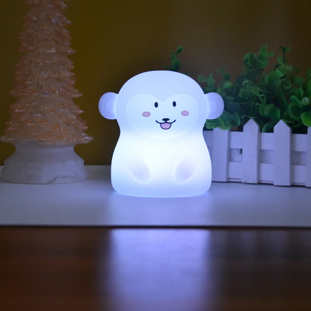 SuperNight Cute Cartoon Monkey LED Night Light Touch Sensor 9 Colors Silicone Kids Children Baby Bedroom Bedside Table Lamp Gift (5)