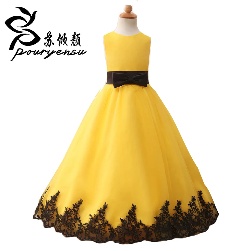 Buy 2017 Real Pics Yellow Flower Girl Dresses With