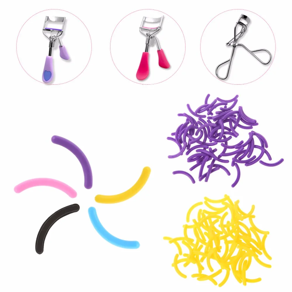 

6PCS/1 Set Hot Sell Yellow/Pink/Purple/Black Color Women Girls Refill Silicone Pads Make Up Tool Replacement Eyelash Curler