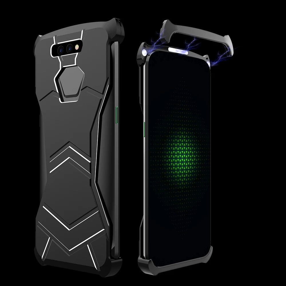 

R-just Metal Phone Case For Xiaomi Blackshark Aluminum Magnetic Adsorption Black Panther Back Cover For Black shark 1 Fundas