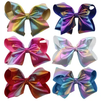 

Girls Big Reflective PU Bowknot Barrettes Cute Hairpin Clip Kids Children Hair Styling Daily Use Festival Dancing Party Supply