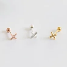 Серьги из стерлингового серебра S925 пробы, модные простые серьги в форме кроса, маленькие серьги в виде косточки для ногтей, серьги для диких девушек, серебряные украшения для ушей