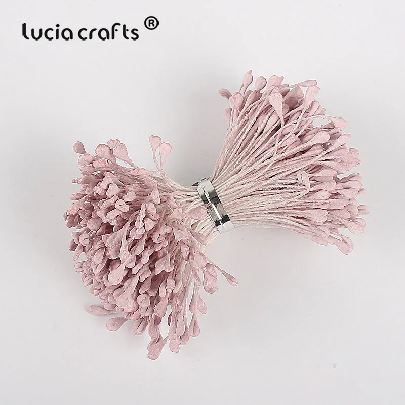 Lucia crafts 330 шт 3 мм Высокое качество матовый двойной цветок с головками stamen pistil украшения торта ремесло DIY C1202 - Цвет: Color 8 Light purple