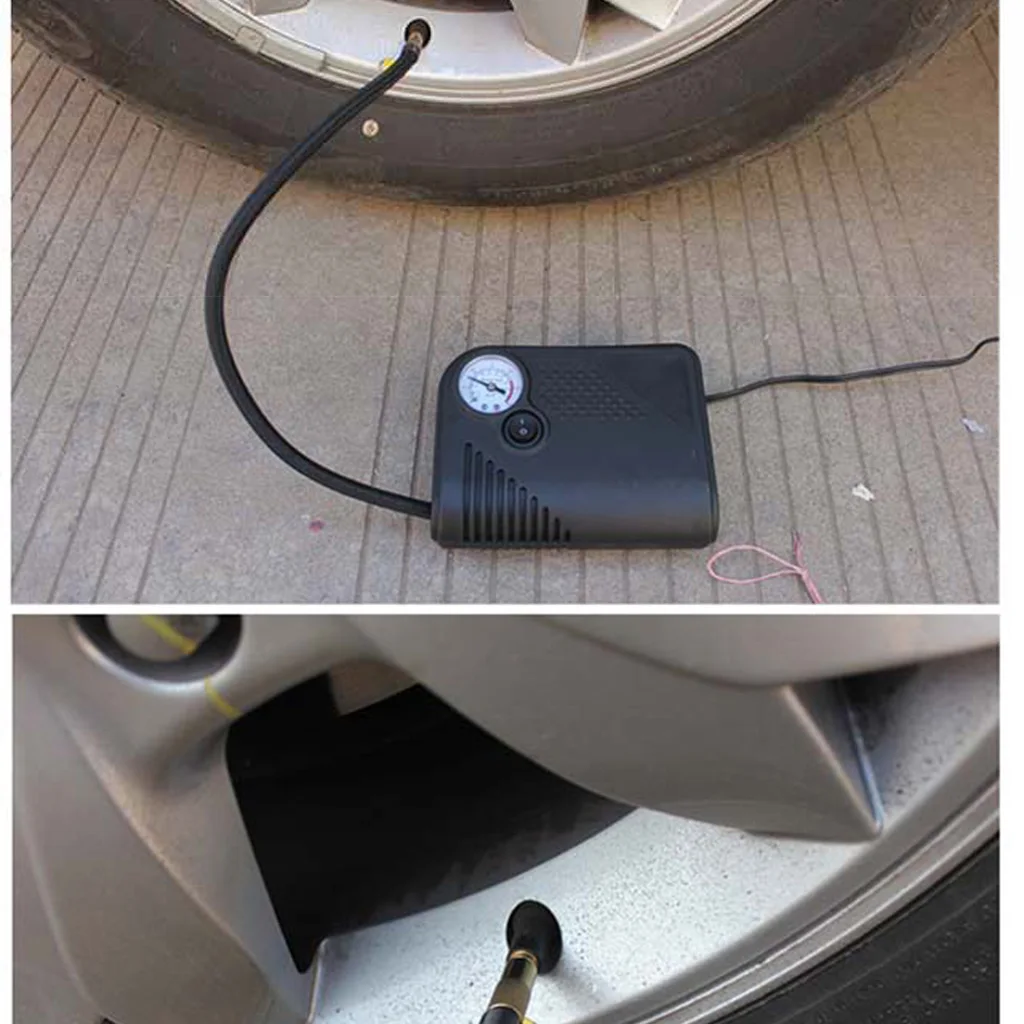 Portable 12V DC Car Tire Inflator Mini Electric Air Compressor Pump Black ABS for Car Motorbike RV SUV ATV