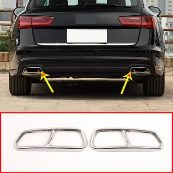 

2pcs Stainless Steel Chrome Exhaust Pipe Cover For Audi A6 A7 C7 2016-2018 Accessories