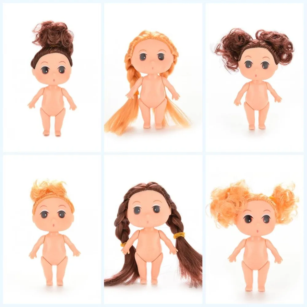 

1PC 9cm Cartoon Girl Doll Blond Brown Hair Ddung Dolls Female Decorative Toy For Kids DIY Party Gift Key Chains Making Pendant
