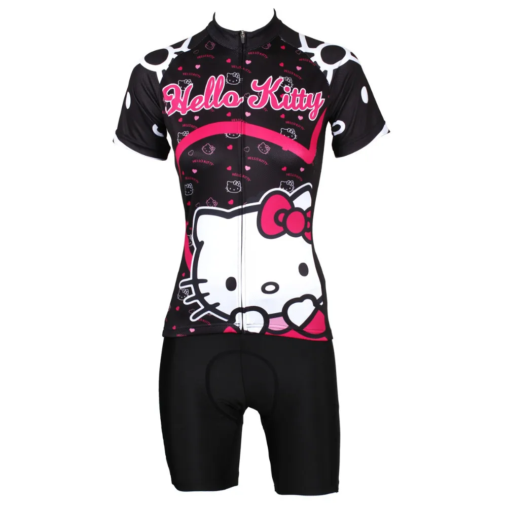 Дизайн Hello kitty велосипедная одежда короткий рукав черный велосипед грязь горный велосипед Джерси для женщин