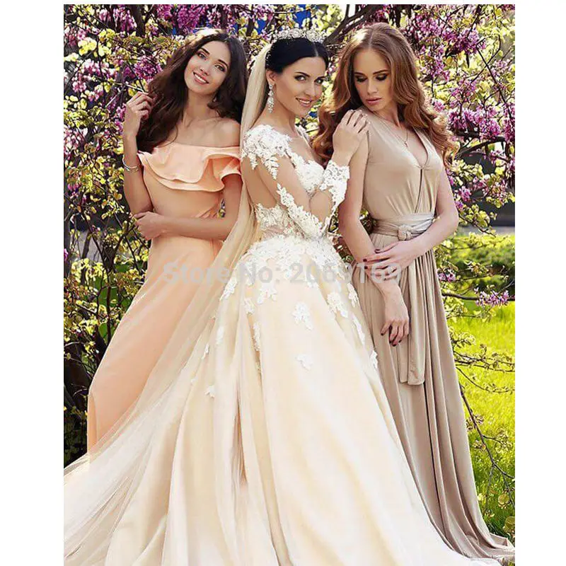 

Sexy Backless Ball GownWedding Dresses 2020 Full Sleeves with Chapel Train Tulle robe de mariage vestido de noiva sereia