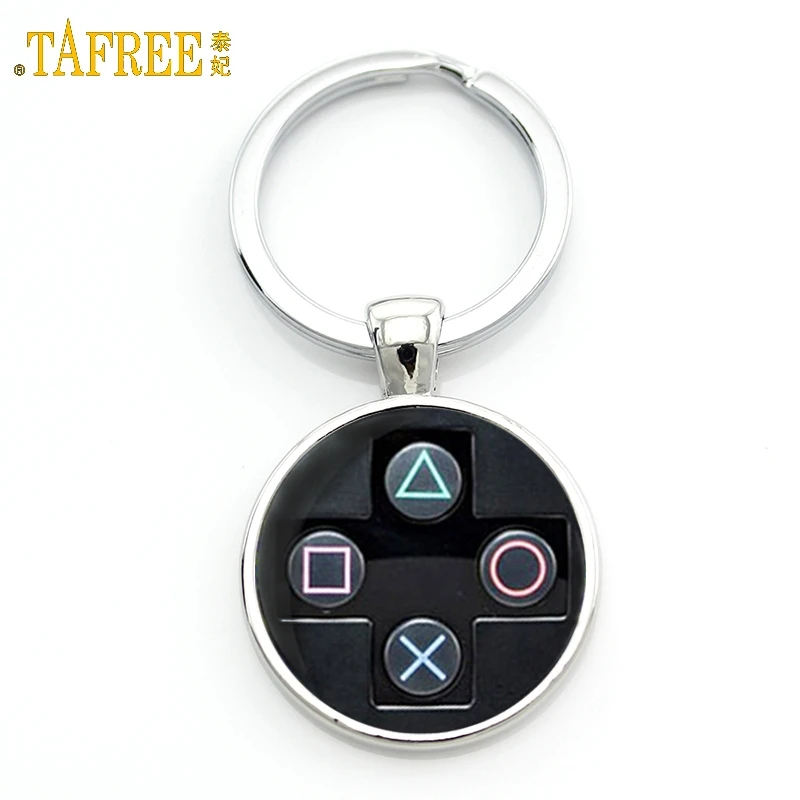 TAFREE Brand Video Game Controller Photo Keychain geeky boyfriend gift jewelry Glass Cabochon Dome key chain ring брелок KC184|game