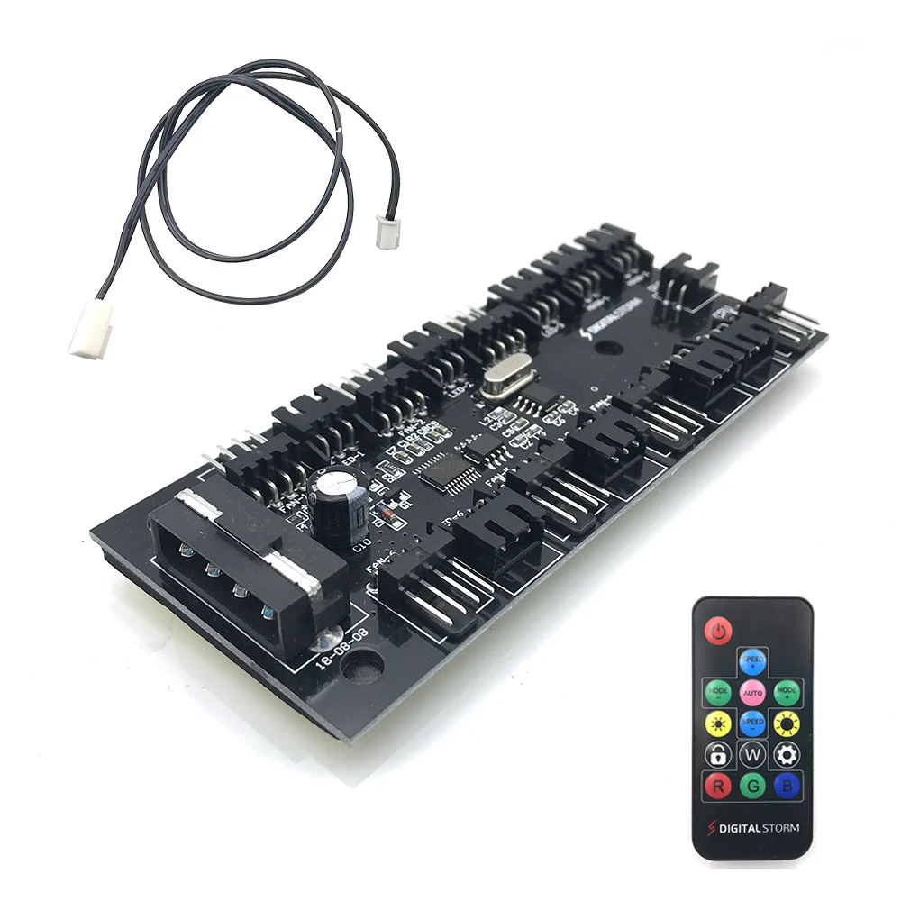 

Motherboard PWM Fan HUB Temperature + Speed Control PWM 4Pin + ARGB 3P 5V Symphony Strip Combo Expansion Board