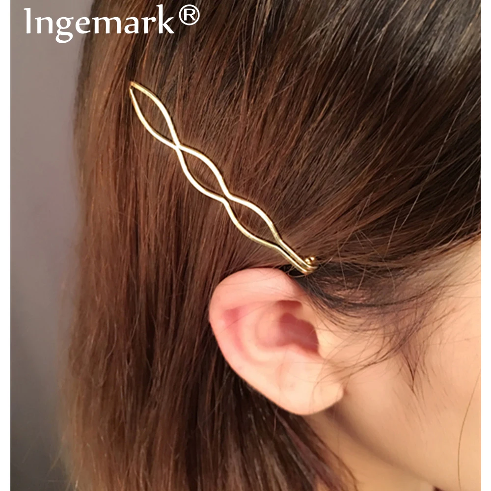 

Fashion Metal Wave Hairpins Gold Silver Hair Clips for Women Hot Bobby Pins Hair Accessory