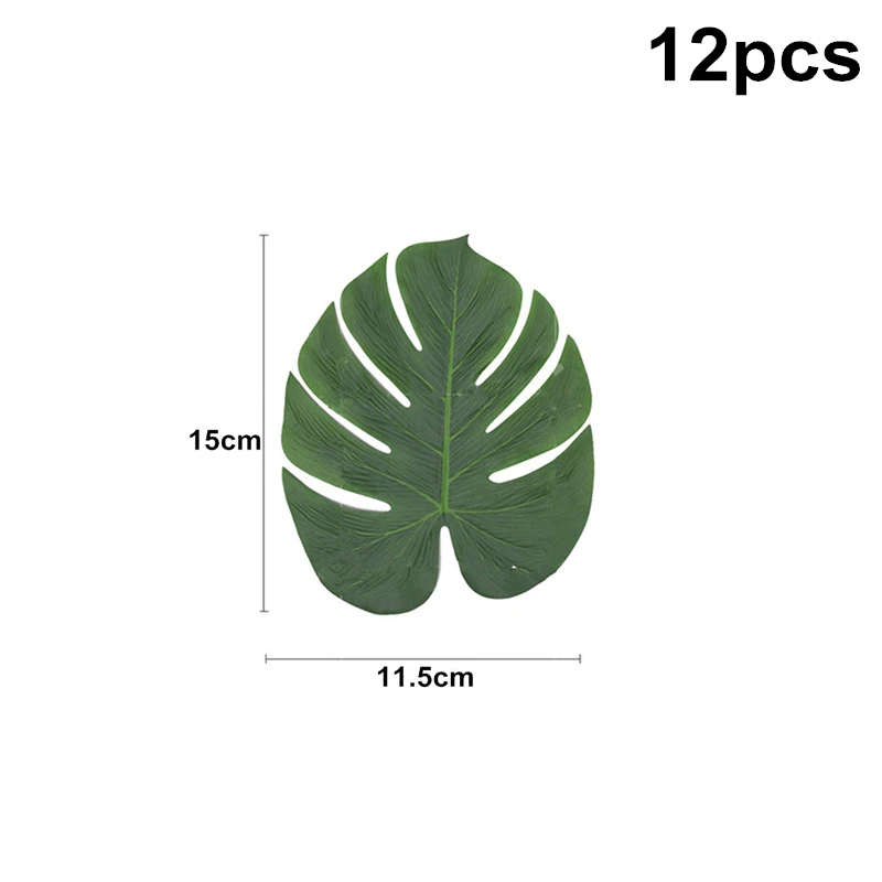 Винтажные Свадебные украшения скатерти 12 шт./лот Зеленые искусственные листья пальмы Гавайские украшения для тематических вечеринок, Q - Цвет: 15X12cm 12pcs