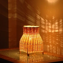 Бамбуковая лампа настольная ночник бамбуковый сад стиль гостиная лампа прикроватная деревянная небольшая настольная лампа Зажигалка ZA913347