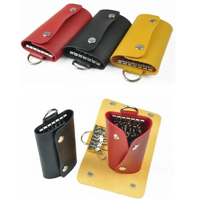 

ISKYBOB New Arrival Men Women PU Leather Key Wallets Key Chain Organizer Bag Pouch Case Key Holder Wallet Travel Accessories