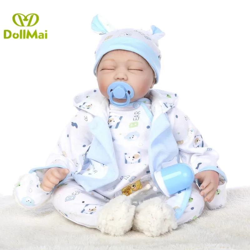 

Real baby reborn boy dolls 22"55cm closed eyes silicone reborn baby dolls for girls child gift bebes reborn menino