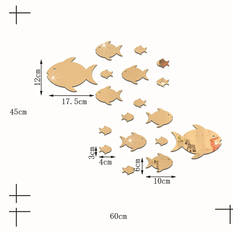 Акриловая Рыбка, сделай сам, декоративные зеркальные настенные наклейки, экологически чистое высококачественное зеркало для гостиной, спальни, ванной комнаты
