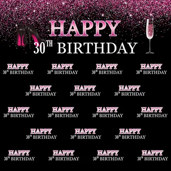 

Vinyl happy 30th birthday party purple black Photo Backdrop for Photography Background studio g-884