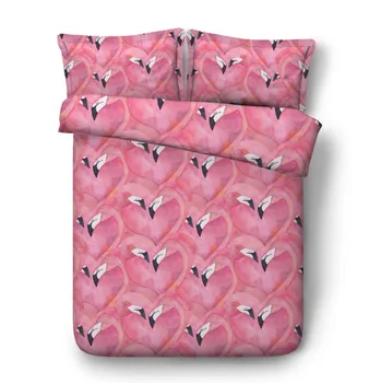

Heart Bedding sets Love Flamingo bed cover Luxury Comforter set 3D duvet cover bed sheet Super King Queen size full twin 5PCS