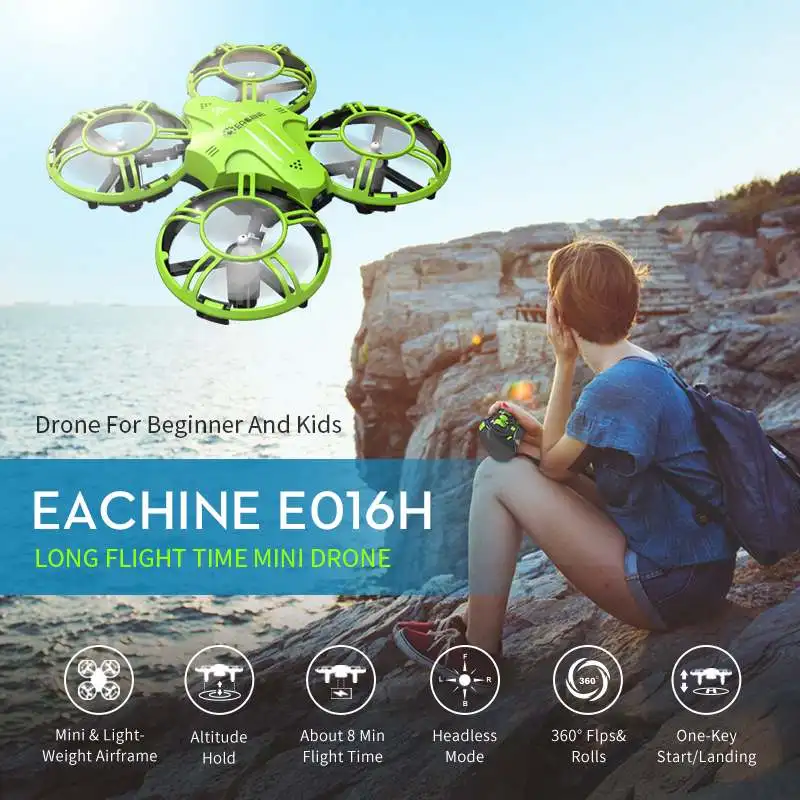 Eachine E016H мини-Квадрокоптер RTF с режимом удержания головы 8 минут время полета 2,4G RC Дрон