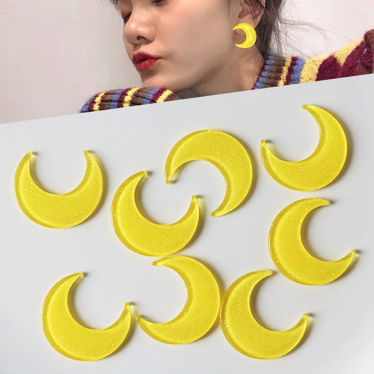 10 шт. 2,5 см модная Акриловая Смола желтая серьга в форме Луны разъемы Шарм DIY ювелирные изделия оптом поставка