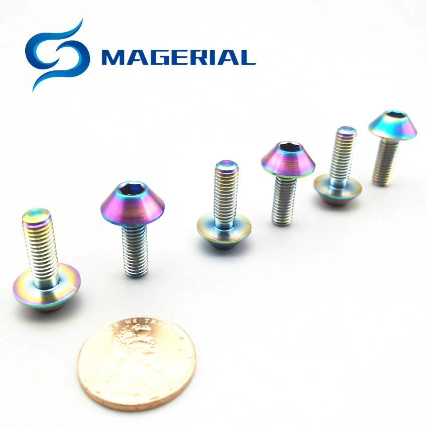 Титановые болты M5 M5X15mm дисковый тормоз радужного цвета Шестигранная Торцевая головка фермы винт Ti крепеж TC4 4 шт