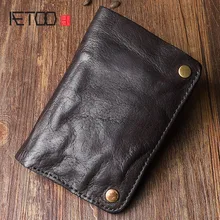 AETOO Original retro wrinkled leather vertical wallet men's short paragraph the first layer of leather wallet zipper small card aetoo original retro wrinkled leather vertical wallet men s short paragraph the first layer of leather wallet zipper small card
