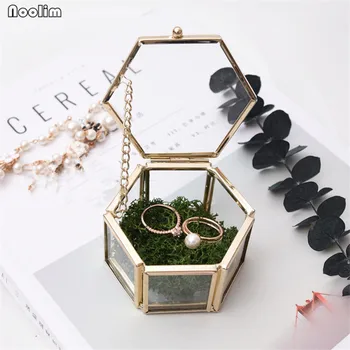 

Jewelry Storage Box Ornaments Case Jewel Casket Wedding Ring Container Desktop Display Tabletop Succulent Plants Decor