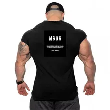 Европейская и американская мода майка для бодибилдинга фитнеса для мужчин спортивная футболка без рукавов жилет плеча хлопок бег training