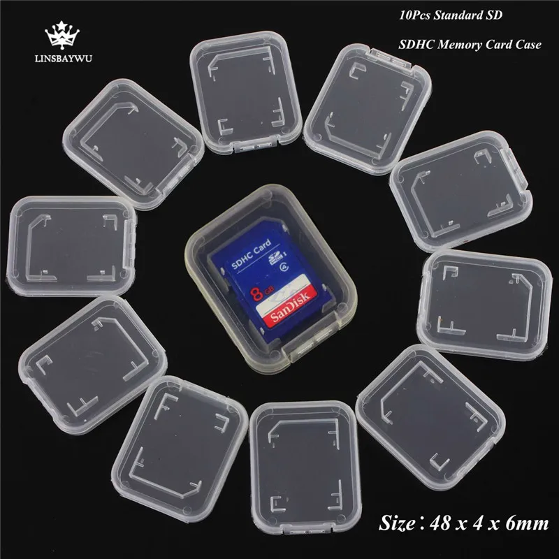 

10Pcs/Set Standard TF Micro SD SDHC Memory Card Holder Transparent Plastic Card Cases Protector Storage Box Free Shipping