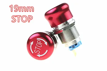 

1pcs 19mm STOP Pattern Waterproof Flat Round Stainless Steel Metal Emergency Stop Button Switch Push Lock Turn Reset Colour Red