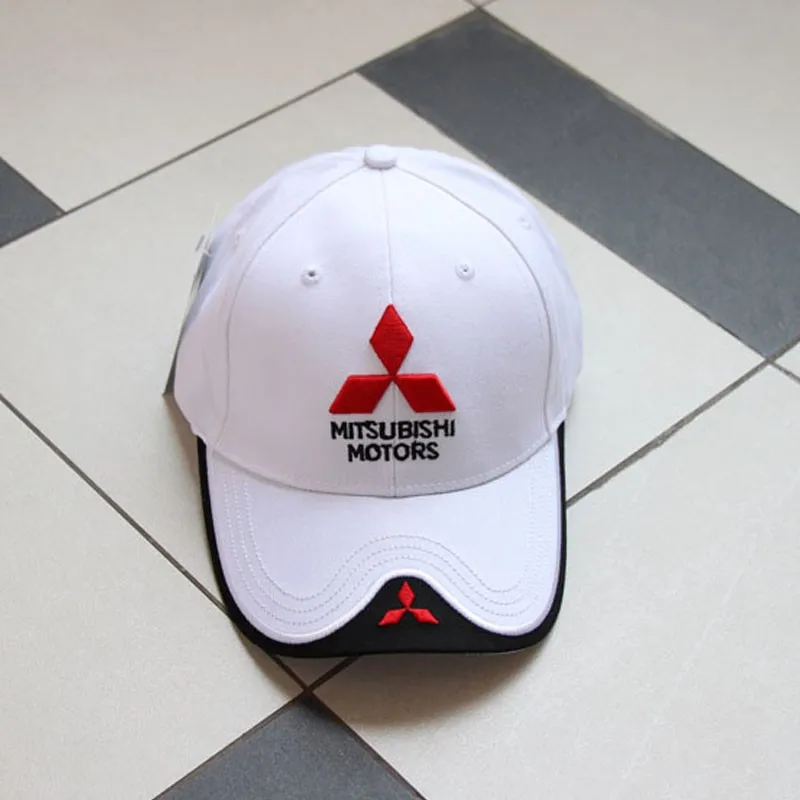 Новинка 3D шапка Mitsubishi с логотипом автомобиля moto gp moto racing бейсбольная Регулируемая бейсбольная кепка Повседневная Кепка - Цвет: Белый