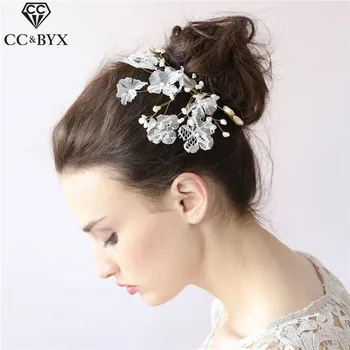 

CC Headband For Girl Hairbands Romantic Freshawwater Pearl Crystal Wedding Hair Accessories For Bridal Flower Jewelry Gifts O07