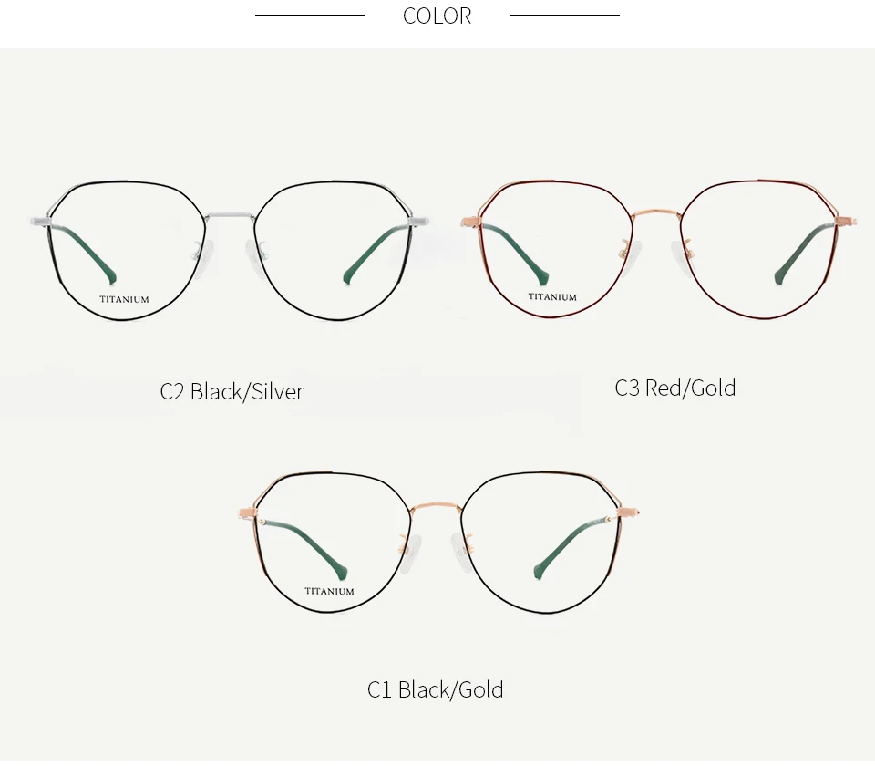 Оправа титанового сплава Лёгкие женские ретро-стиль очки по рецепту Оптическая оправа 190011C2