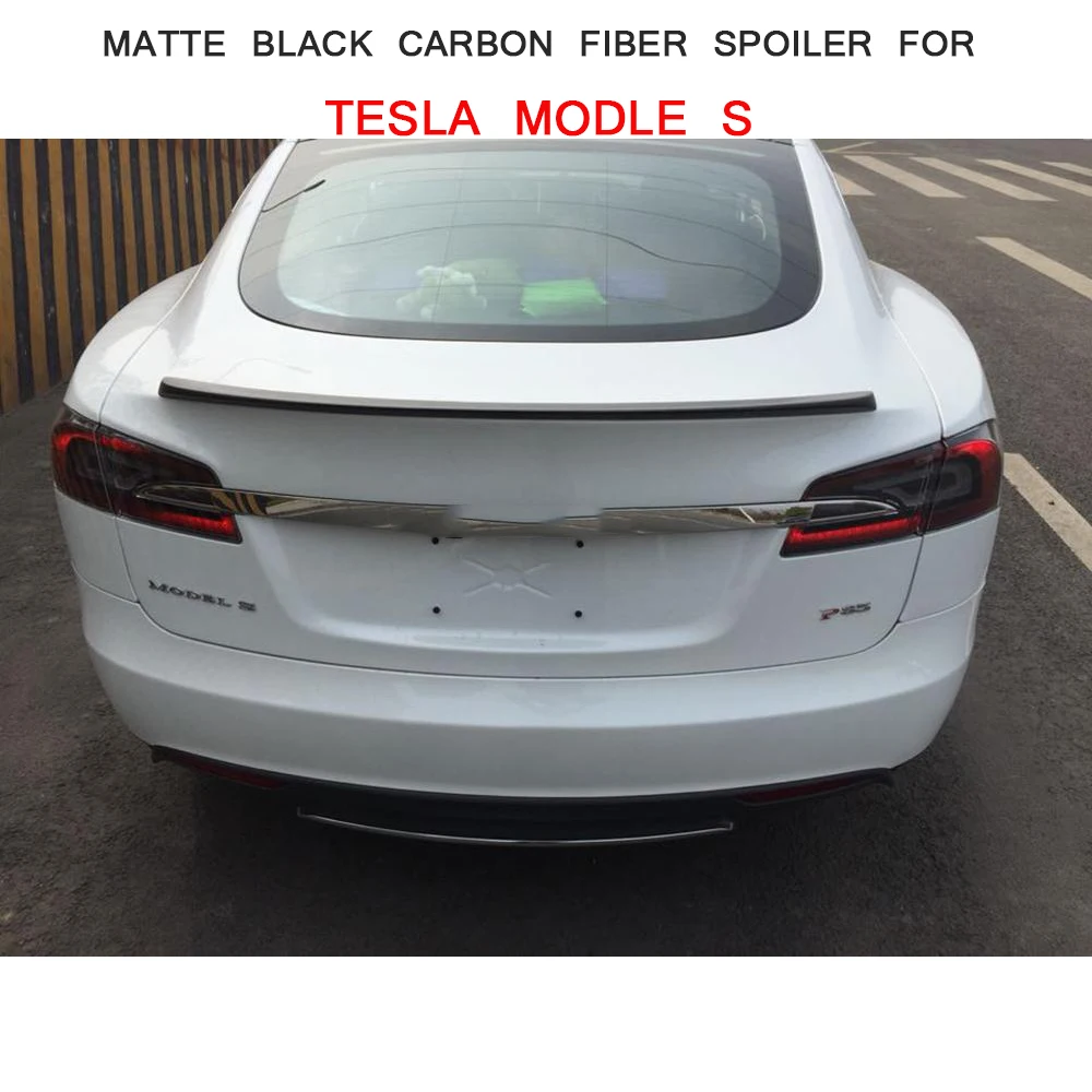 Carbon Fiber Rear Trunk Boot Lip Spoiler Wing For Tesla Model S