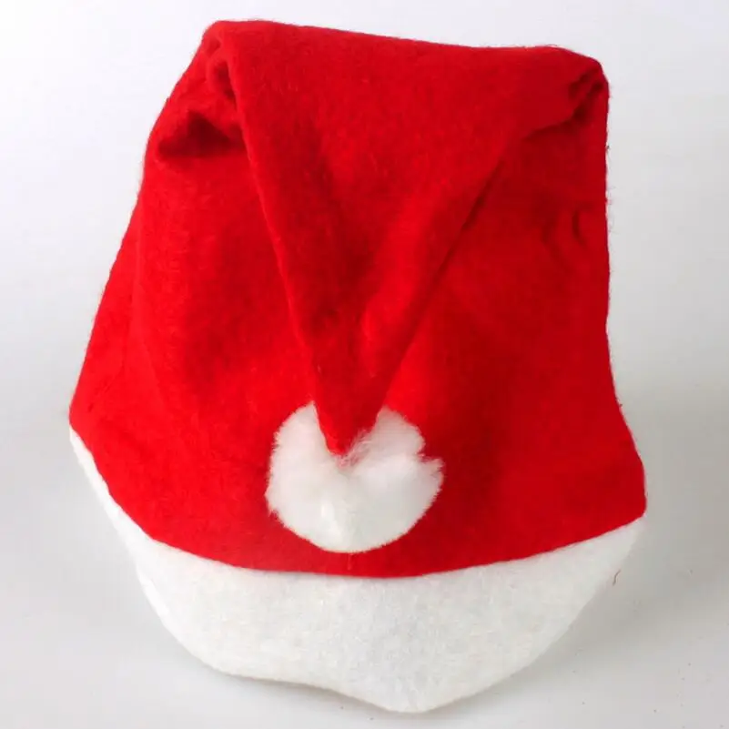 50pcs Christmas Hat Adult Children Christmas Cap Red Non-woven Cloth Hat For Santa Claus Costume Decoration gift AU409