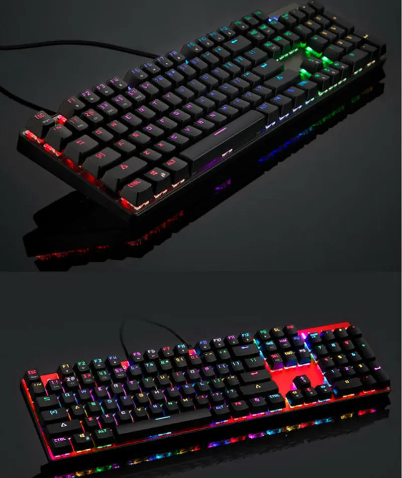 MOTOSPEED CK104 Gaming Keyboard Russian/English Mechanical Keyboard Blue/Red Switch Metal Key LED RGB/Backlit Keyboard for Gamer computer keypad