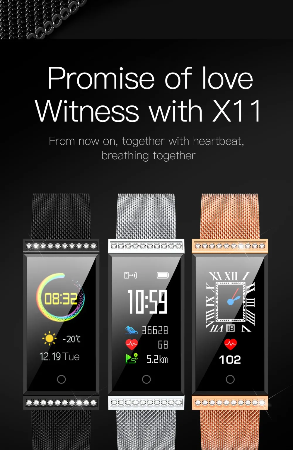 X11 часы из нержавеющей стали браслет для здоровья точный измеритель движения мониторинг сна 24 часа мониторинг сердечного ритма в режиме реального времени